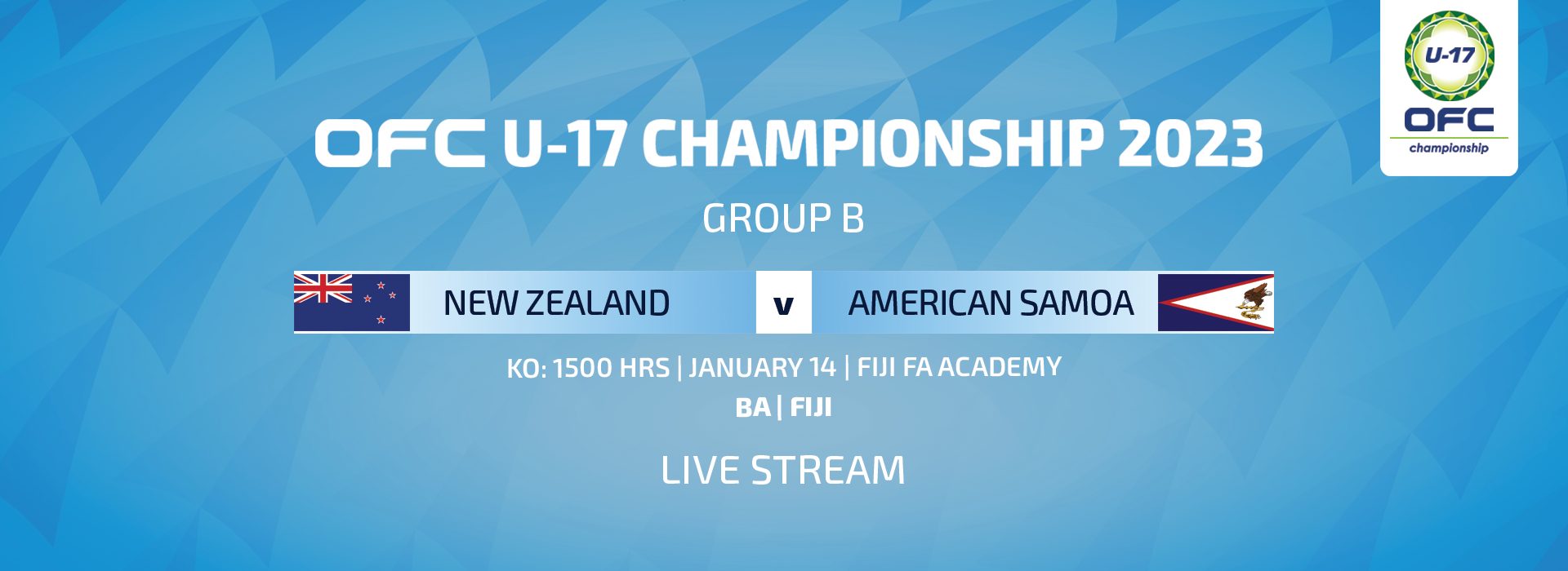 LIVESTREAM | OFC U-17 CHAMPIONSHIP 2022 | GROUP B | NEW ZEALAND V ...